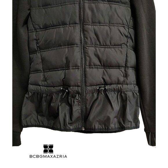 BCBGMAXARZIA NEW Peplum Quilted Hooded Lightweight Puffer Jacket S - Picture 4 of 12